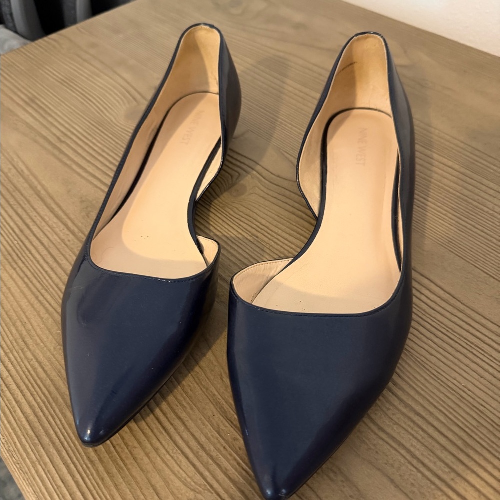 Nine West Navy Pointed D'Orsay Flats